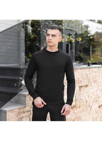 Чорний світшот 001 чорний Pobedov однотонний без декору (271125310)