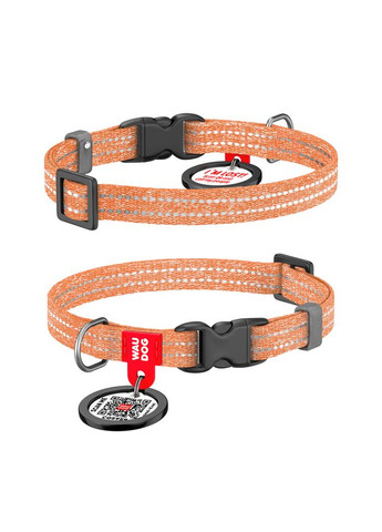 Ошейник для котов и мелких собак Re-cotton с QR паспортом, светоотражающий, пластиковый фастекс, XS, Ш 10 мм WAUDOG (331431257)