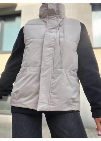 Жилет женский JOY ONE 86336 удлиненный карман молния лента воротник стойка без капюшона No Brand (304291691)