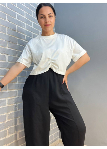 Женская футболка 0911 короткая широкая с резинкой - сборкой впереди Clew - (304062722)