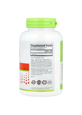 Аскорбиновая кислота в порошке Витамин C Ascorbic Acid 100% Pure Vitamin C, 227 г NutriBiotic (361114020)