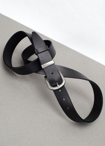 Ремень кожаный женский батальный HC-3092 черный с серебристой пряжкой (145 см) HandyCover (361072856)