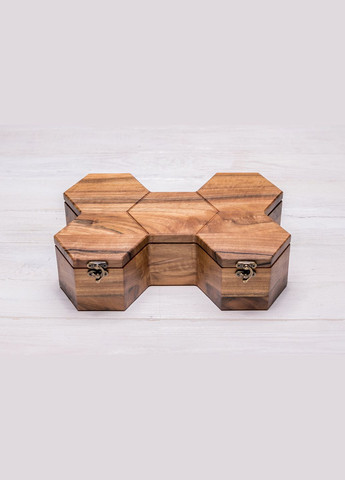 Сотовая шкатулка для 5-ти часов с деревянной крышкой EcoWalnut (295548203)