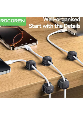 Органайзер кабеля фиксатор держатель стяжка зажим хомут для проводов 2 шт Черный Rocoren (362207105)