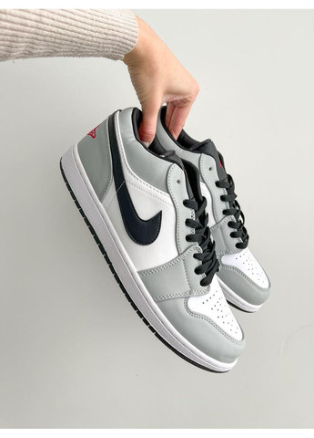 Серые демисезонные кроссовки мужские nike air jordan retro 1 low grey white black v2 найк аир джордан No Brand