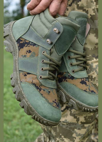 Військові Чоловічі Тактичні Берці Демісезонні. 36-48р Олива+Піксель. Натуральна шкіра! MSDM-1021 No Brand (301137864)