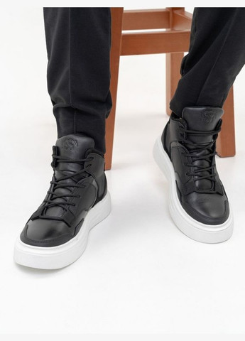 Чорні шкіряні черевики з білою підошвою ISSA PLUS (280939547)