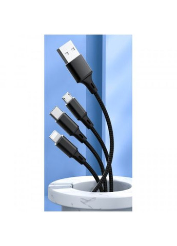 Дата кабель USB 2.0 AM to Lightning + Micro 5P + TypeC Azeada PD-B92th Black (PD-B92th-BK) Proda usb 2.0 am to lightning + micro 5p + type-c azeada (268144603)