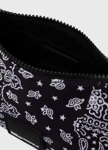 Женская сумка багет черно-белая текстильная с регулируемым ремешком Karl Lagerfeld (325215118)