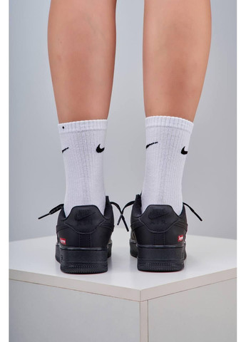 Черные демисезонные кроссовки мужские nike air force 1 supreme black найк аир форс 1 премиум No Brand