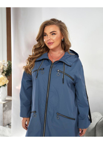 Жіночий батальний плащ осінь-весна довгий з капюшоном на блискавці демісезон (355876679)