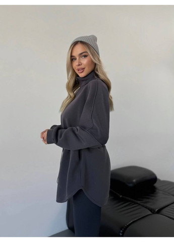 Жіноча тепла кофта на блискавці графiтового кольору 35790 No Brand (366868720)