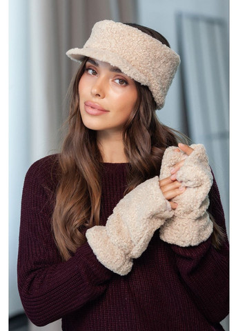 Комплект ( повязка с козырьком и митенки), цвет Бежевый Fashion (365072446)