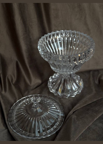 Фруктовниця на ніжці Lotus із кришталевого скла з кришкою Прозорий HP-19-140 Yiwu (338195352)