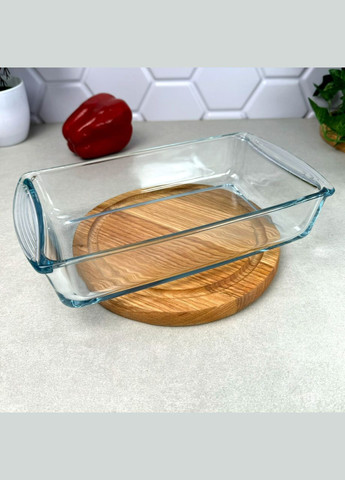 Прямокутна скляна форма з червоною кришкою 1.32 л Borcam (303210786)