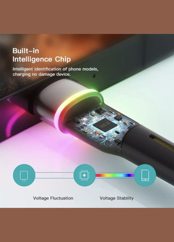Кабель Тайп Си для синхронизации и зарядки Android / и других устройств USB Type-C с подсветкой 3 м Черный Essager (340276214)
