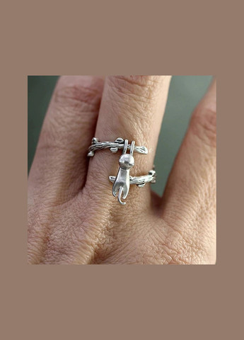 Модна та креативна жіноча срібна каблучка Кішка лізе на дерево, розмір регульований Fashion Jewelry (286762134)