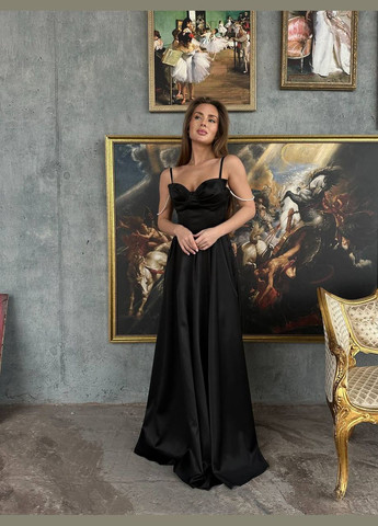 Черное праздничный, коктейльное, вечернее платье со съемными жемчужинами 💍 бэби долл, с пышной юбкой, с открытыми плечами, с корсетом Україна