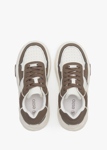 Коричневые кеды низкие, цвет коричневый Estro