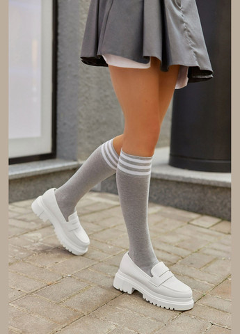 Серые гольфы белыми с полосками до колена SOX (311512314)