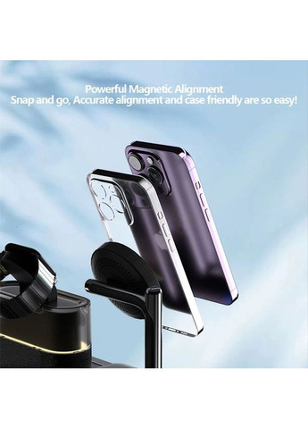 Бездротовий зарядний пристрій з годинником C09 4in1 Чорний Epik (372163322)