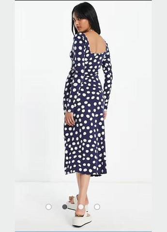 Синя коктейльна сукня Asos в горошок