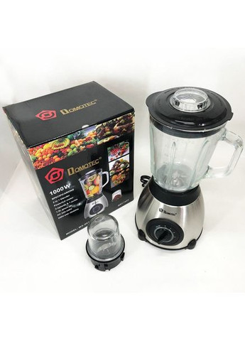 Стационарный блендер с кофемолкой MS-6610 Стеклянная чаша 1.5л для коктейлей 1000Вт Серебрянный/Черный Domotec (353689348)