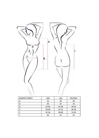 Корсет-рубашка с пажами MADDIE CORSET L/XL, black, трусики Passion (369951994)
