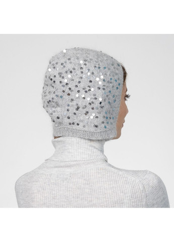 Шапка чепчик з паєтками жіноча ангора сіра ІВАННА LuckyLOOK 580-794 (322789498)
