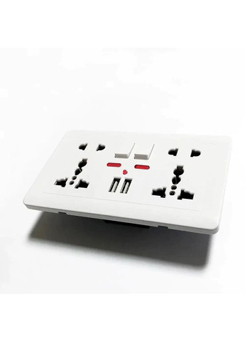Розетка Delviz DZ-E4-11 SmartHD + USB*2 універсальна з вимикачем white велика No Brand (361960684)