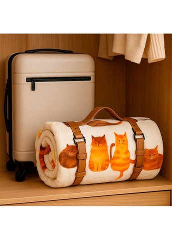 Плед тревел флісовий Котики з ременем 150x200 см Love You 88183 (368904081)