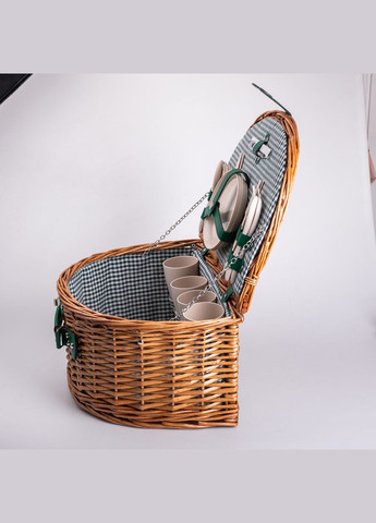 Корзина плетеная для пикника с посудой на 4 персоны 41х31х22 см набор посуды туристический для кемпинга LUGI (331162740)