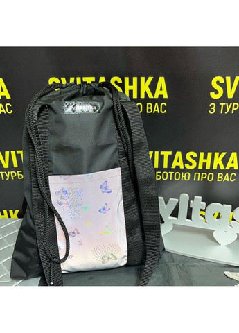 Сумка шопер Svitashka со светоотражающими карманами на шнурке. Черная No Brand (306621788)