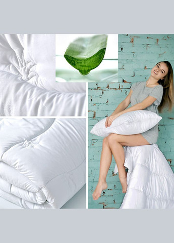 Ковдра Aloe Vera всесезонна полуторна 140х210 см з просоченням екстрактом Алоє антиалергенна біла IDEIA (342128565)