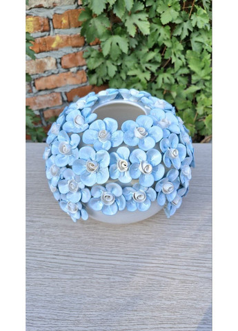 Настольная керамическая ваза для цветов Ирида шар с голубыми цветами ручной лепки No Brand (363186434)