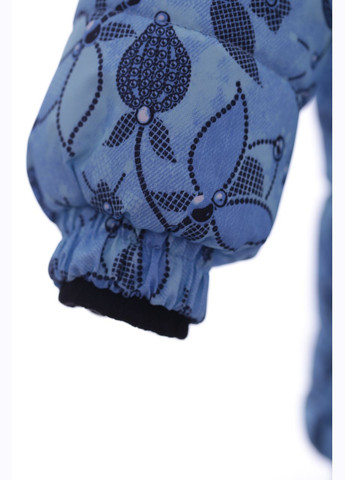 Голубой зимний комбинезон для девочки на холлофайбере с принтом у цветки стелла голубой см. (44308) BABYKROHA