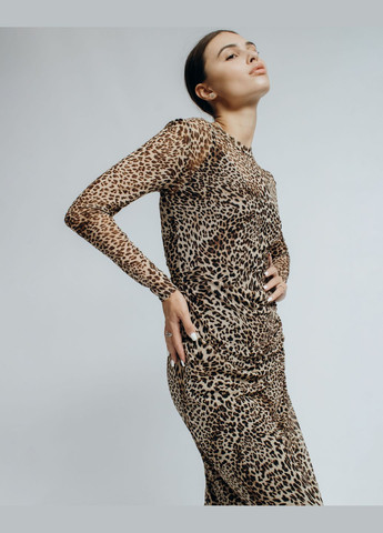 Комбинированное кэжуал платье длинное в обтяжку леопардовое Samsara