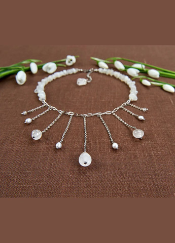 Чокер натуральний Адуляр, Гірський Кришталь, Перли сірий рис, фур-ра нержавіюча сталь d-8х3мм+- L-39-44см No Brand перли (прісноводні), горний кришталь, місячний камінь, кришталь нержавіюча сталь, натуральний камінь родій (324836276)