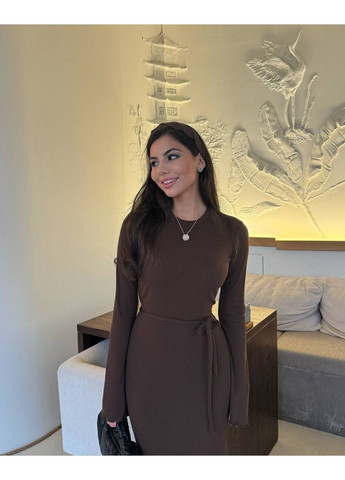 Коричнева святковий, ділова, кежуал жіноча сукня максі силуетна Style Point однотонна