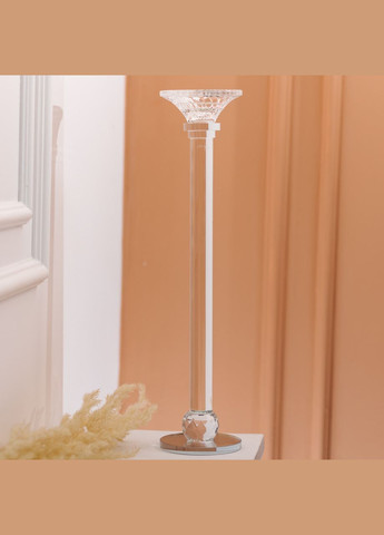 Підсвічник скляний на тонкій ніжці 9×39 см прозорий декоративний підсвічник на стіл HP-4-9L Yiwu (370675497)