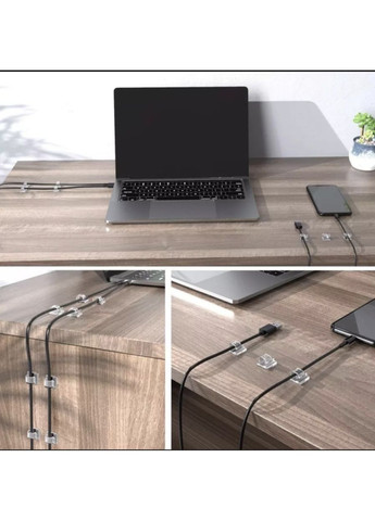 Органайзер Фіксатор кабелю тримач для дроту самоклеючий 10 шт Прозорий Neon (358934980)