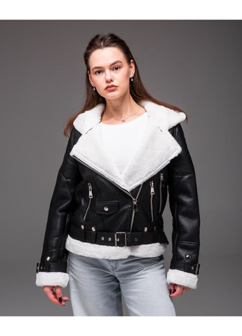 Чорна зимня жіноча куртка-косуха на хутрі косуха Vakko