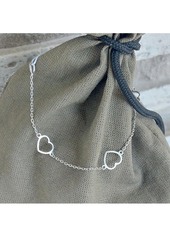 Браслет жіночий срібний з сердечками, розмір 16+7 см No Brand (355922019)