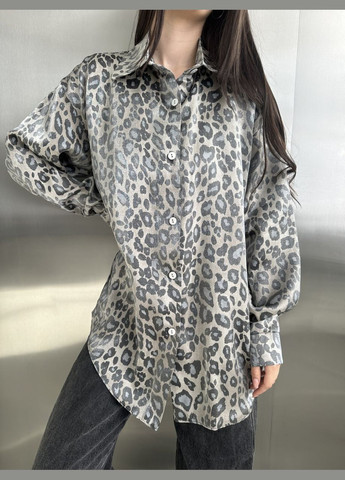Жіноча базова сорочка оверсайз колір сірий р.54/56 452484 New Trend (285711368)