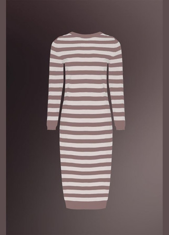Бежева повсякденний лімітована сукня міді з віскозою та шовком в двоколірну смужку (2508) Triko Bakh