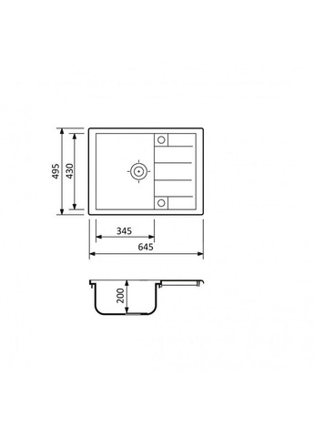 Кухонная мойка из искусственного камня/кварцевая 645х495х200мм, прямоугольная ANILA Черный Металлик (44100645495) Adamant (369798658)