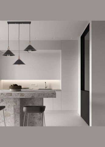 Чорна люстра на три плафони лофт на планці 50см (52-839F-3 BK) No Brand (370070786)