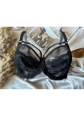 Чорний чорний бюстгальтер без поролону з портупеєю Lanny Mode