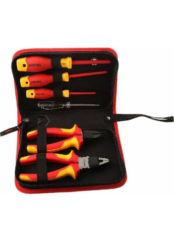 Набор инструментов VDE, диэлектрический, 6шт, для электричества 1000В, CrV и S2 (V83306) Tolsen (360425230)