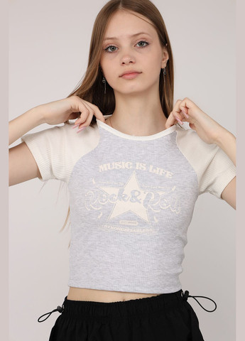 Футболка з коротким рукавом жіноча колір світло-сірий CB-00275576 Divon - (330357933)